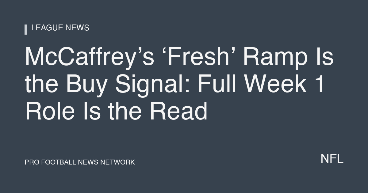 McCaffrey’s ‘Fresh’ Ramp Is the Buy Signal: Full Week 1 Role Is the Read