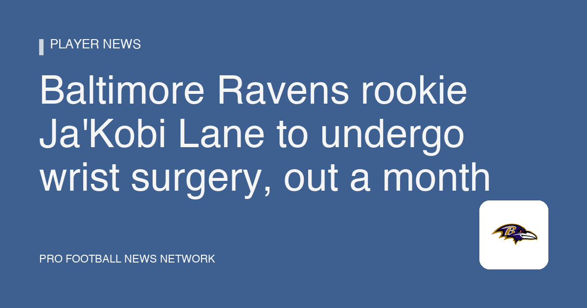 Baltimore Ravens rookie Ja'Kobi Lane to undergo wrist surgery, out a month