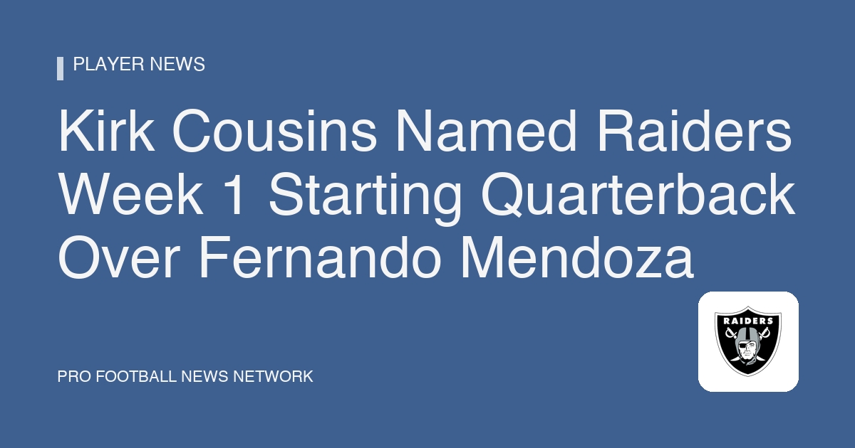 Kirk Cousins Named Raiders Week 1 Starting Quarterback Over Fernando Mendoza