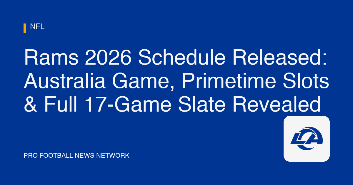 Rams 2026 Schedule Released: Australia Opener & Primetime
