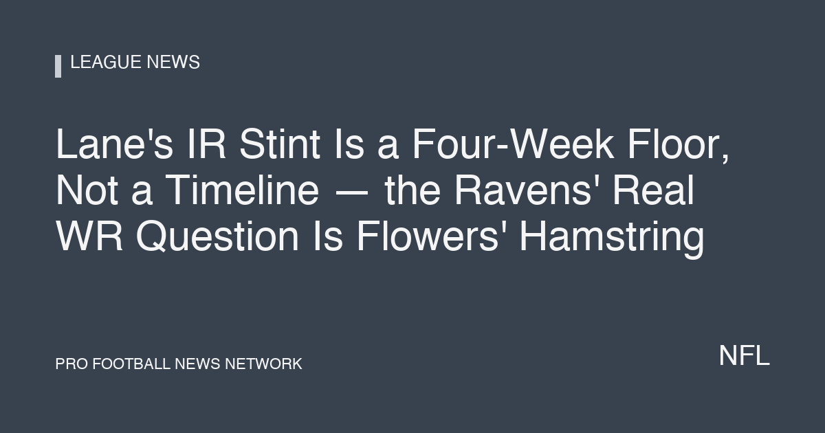 Lane's IR Stint Is a Four-Week Floor, Not a Timeline — the Ravens' Real WR Question Is Flowers' Hamstring
